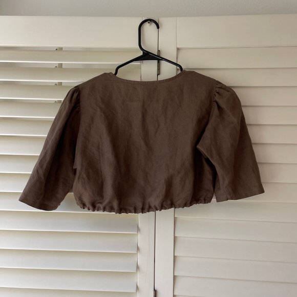 First Rite Button Blouse Color: Cocoa Size: XS - Picture 2 of 3